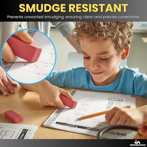1InTheOffice Pink Bevel Eraser, Block Erasers, Slanted-Edge Rectangular Block, Large, 40 Pack in Kuwait
