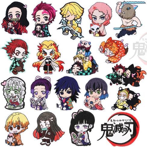 Iron on Patches for Clothing,19 Pieces Iron on Patches Anime Patches Embroidered Iron on Sew on Decorative Applique Patch Patches for DIY Jeans, Jackets, Shirts, Bag, Caps in Saudi Arabia