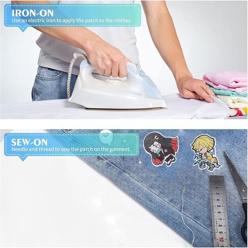 Iron on Patches for Clothing,19 Pieces Iron on Patches Anime Patches Embroidered Iron on Sew on Decorative Applique Patch Patches for DIY Jeans, Jackets, Shirts, Bag, Caps in Saudi Arabia