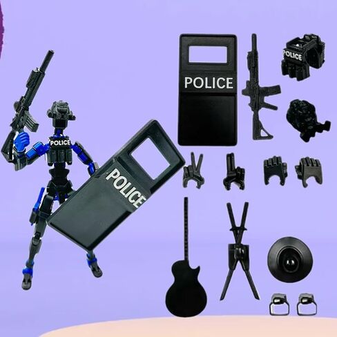 T13 Titan13 3D Printed SWAT Police Action Figure with 360/180 Degree Articulated Joints, Pre-Assembled Desktop Display Collectible Model, 5.5 inch, 5-Pack in Kuwait
