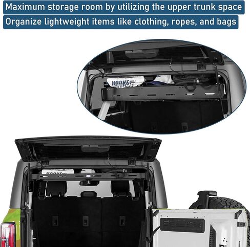 Hooke Road Bronco Trunk Upper Basket Cargo Rack for 2021-2026 Ford Bronco 4-Door Hardtop (Exclude Bronco Sport), Offroad Steel Luggage Carrier Storage Shelf Tray in Kuwait