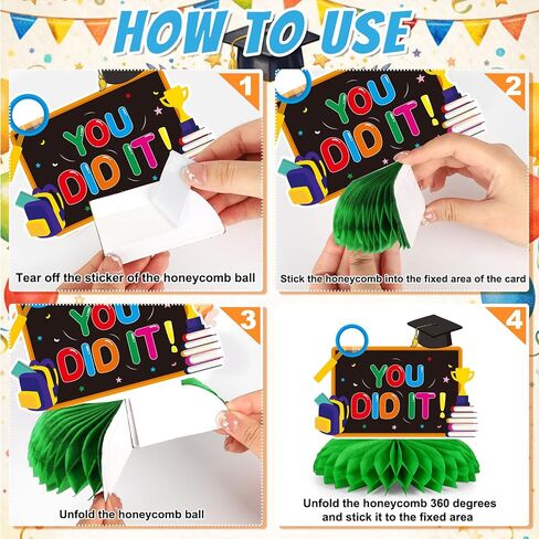 12 Pcs Kindergarten Graduation Decorations,Class of 2026 Kindergarten Graduate Party Honeycomb Centerpieces for Tables, Congrats Grad Table Honeycomb Centerpieces for Kids Graduation Party Supplies in Kuwait