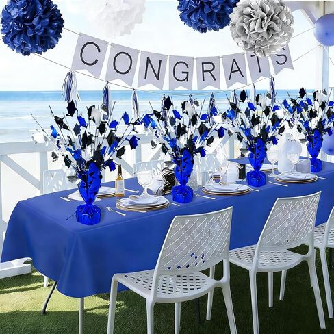 FUBININA 6 Pcs 2026 Graduation Table Centerpiece Party Decoration Metallic Gleam ’N Foil Spray Table Decor Burst Glitter Grad Caps Tabletop Centerpiece Graduation Party Favor, Blue Silver Black in Saudi Arabia