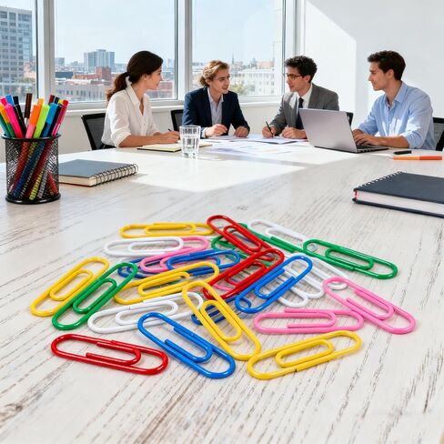 40 Pack 4 Inches Jumbo Paper Clips,Super Large Paperclips Colored,Vinyl Coated Multicolored Extra Clips,Paperclips Paperwork Ideal for Home School Office (7 Color) in Saudi Arabia