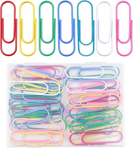 40 Pack 4 Inches Jumbo Paper Clips,Super Large Paperclips Colored,Vinyl Coated Multicolored Extra Clips,Paperclips Paperwork Ideal for Home School Office (7 Color) in Saudi Arabia