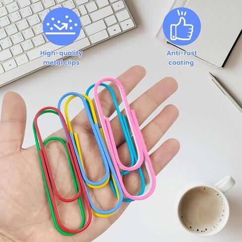 40 Pack 4 Inches Jumbo Paper Clips,Super Large Paperclips Colored,Vinyl Coated Multicolored Extra Clips,Paperclips Paperwork Ideal for Home School Office (7 Color) in Saudi Arabia