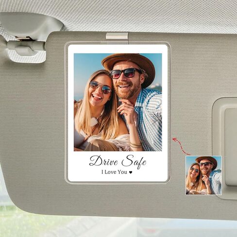 A Gift for the Father on Father's Day Custom Acrylic car Sun Visor Photo Holder with Personalized Text and Photos. A Stylish car Interior Accessory and Thoughtful Gift Option.2 Pack in Saudi Arabia