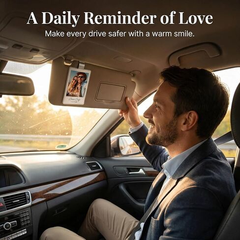 A Gift for the Father on Father's Day Custom Acrylic car Sun Visor Photo Holder with Personalized Text and Photos. A Stylish car Interior Accessory and Thoughtful Gift Option.2 Pack in Saudi Arabia
