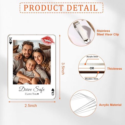 A Gift for the Father on Father's Day Custom Acrylic car Sun Visor Photo Holder with Personalized Text and Photos. A Stylish car Interior Accessory and Thoughtful Gift Option.2 Pack in Saudi Arabia