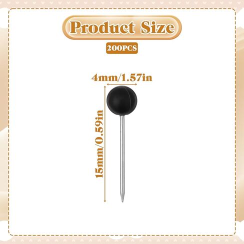 500 Pack Map Pins for Travel, Black Push Pins Map Black Thumb Tacks for Wall 1/8 Inch Small Round Head Marking Push Pin for Travel Picture Photo Cork Board Wall Bulletin Board Sewing DIY Craft Home in Kuwait
