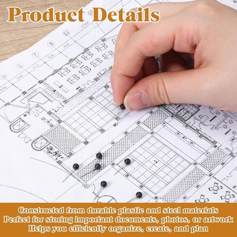500 Pack Map Pins for Travel, Black Push Pins Map Black Thumb Tacks for Wall 1/8 Inch Small Round Head Marking Push Pin for Travel Picture Photo Cork Board Wall Bulletin Board Sewing DIY Craft Home in Kuwait