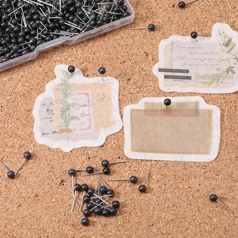 500 Pack Map Pins for Travel, Black Push Pins Map Black Thumb Tacks for Wall 1/8 Inch Small Round Head Marking Push Pin for Travel Picture Photo Cork Board Wall Bulletin Board Sewing DIY Craft Home in Kuwait
