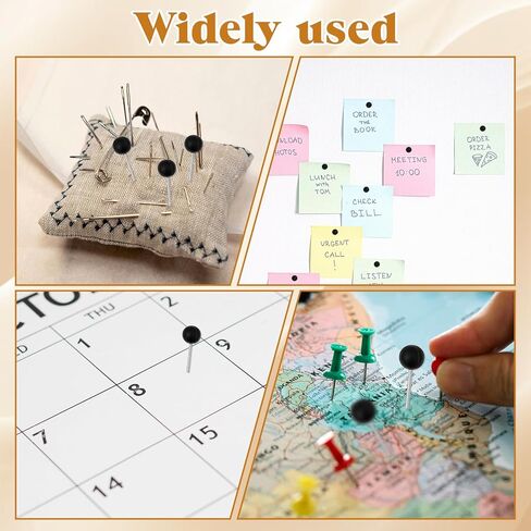 500 Pack Map Pins for Travel, Black Push Pins Map Black Thumb Tacks for Wall 1/8 Inch Small Round Head Marking Push Pin for Travel Picture Photo Cork Board Wall Bulletin Board Sewing DIY Craft Home in Kuwait