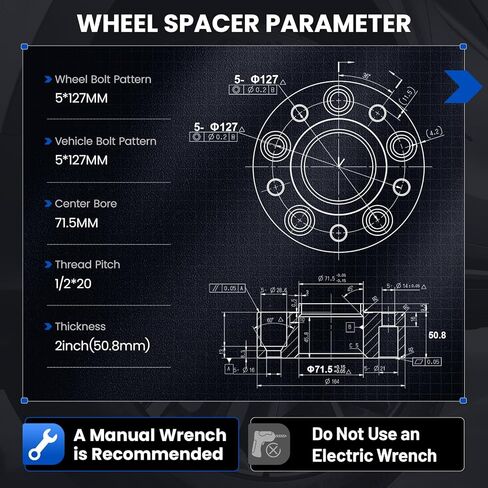 فواصل عجلات 2 بوصة 5x127 مم متوافقة مع Jeep 07-17 Wrangler JK 2018، Commander 06-10، Grand Cherokee 99-10، متوافقة مع Dodge Journey 09-20، 71.5 مم تتحمل 1/2x20 و5x5 HubCentric، 4 قطع in Kuwait