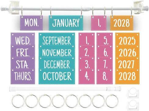 Rainbow Flip Calendar Bulletin Board Set with Holder, Adjustable Calendar Holder for Back to School Bulletin Board, Teacher Colorful BohemianTheme Date Paper Composition Decor in Saudi Arabia