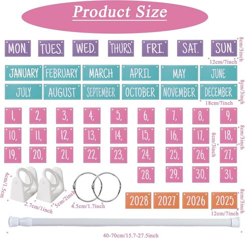 Rainbow Flip Calendar Bulletin Board Set with Holder, Adjustable Calendar Holder for Back to School Bulletin Board, Teacher Colorful BohemianTheme Date Paper Composition Decor in Saudi Arabia