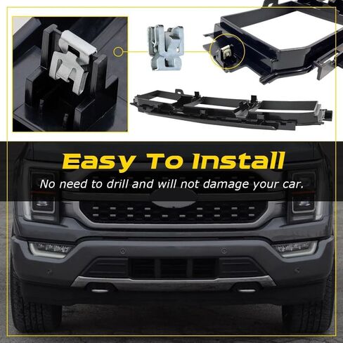 وسادات واقيات الصدمات الأمامية وغطاء مركزي سفلي مناسب لسيارة Ford F-150 2021-2024، وغطاء أغطية نهاية للواقيات وشبكة مصد أمامي لسيارة Ford F150 باللون الأسود in Kuwait