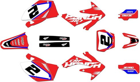 مجموعة رسومات لسيارة Honda CRF250R (2004-2009) FLIGHT Series White 09 Mil - ملصقات للدراجات النارية للدراجة الترابية، ملحقات سيارات سباق الدراجات النارية بدون بلاستيك in Kuwait