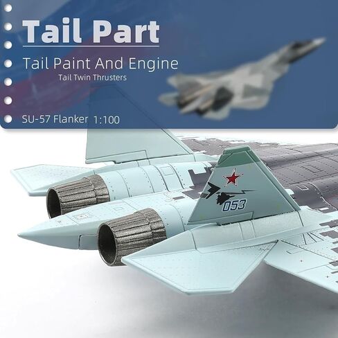 NUOTIE 1/100 SU-57 طائرة روسية Sukhoi Fighter Diecast مجموعة نماذج معدنية - نموذج ما قبل البناء لمجموعات المتحمسين للبالغين أو الهدايا in Kuwait