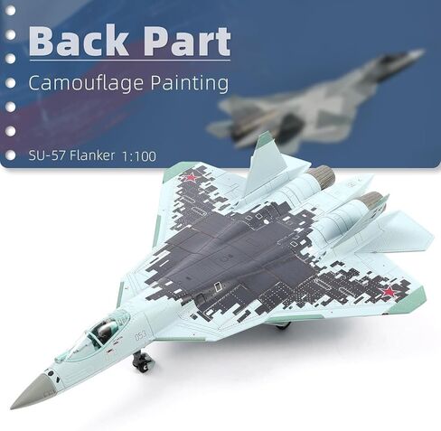 NUOTIE 1/100 SU-57 طائرة روسية Sukhoi Fighter Diecast مجموعة نماذج معدنية - نموذج ما قبل البناء لمجموعات المتحمسين للبالغين أو الهدايا in Kuwait