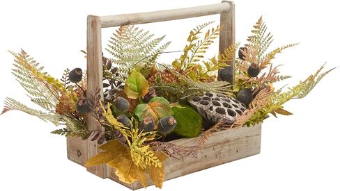 SAFAVIEH Home Collection 25-inch Decorative Artificial Lotus & Fern Arrangement Wood Planter (Fully Assembled) in Saudi Arabia