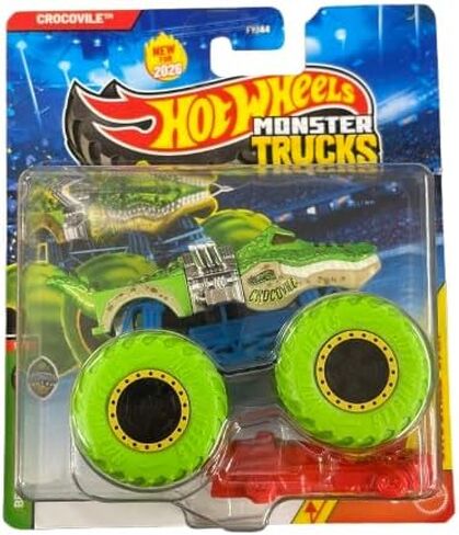 Hot Wheels Monster Trucks Crocovile، Beast Bashers 1/6 [تتضمن سيارة محطمة] جديدة لعام 2026! لعبة سيارة مصبوبة بمقياس 1:64 in Kuwait