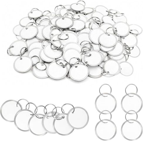 100 Pieces Metal Rim Tags Key Tag Round Paper Tags with Metal Rings White Key Tag for Car Keys Door Keys for Home Office in Saudi Arabia