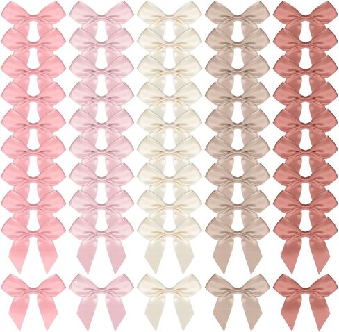 50PCS Pink Small Bows for Crafts Self Adhesive Satin Bows for Gift Wrapping 2" Bow Decorations Pre Tied Bow with Sticky Gel Pads for Craft Christmas Gift Bakery Candy Bags Birthday Party Wedding in Kuwait