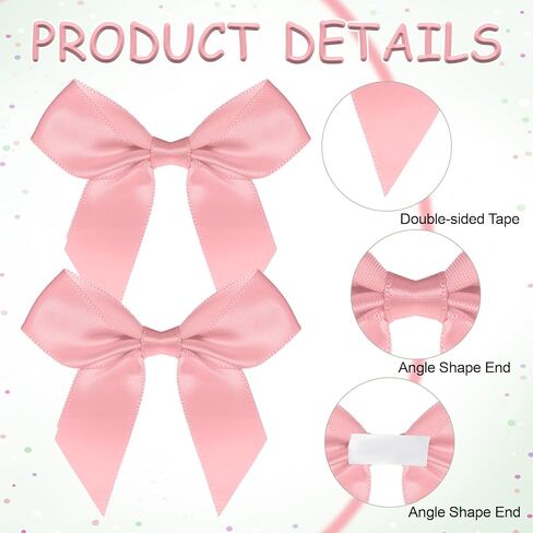 50PCS Pink Small Bows for Crafts Self Adhesive Satin Bows for Gift Wrapping 2" Bow Decorations Pre Tied Bow with Sticky Gel Pads for Craft Christmas Gift Bakery Candy Bags Birthday Party Wedding in Kuwait
