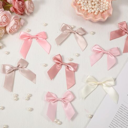 50PCS Pink Small Bows for Crafts Self Adhesive Satin Bows for Gift Wrapping 2" Bow Decorations Pre Tied Bow with Sticky Gel Pads for Craft Christmas Gift Bakery Candy Bags Birthday Party Wedding in Kuwait