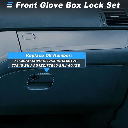 مجموعة مزلاج صندوق القفازات لهوندا أوديسي 2005 2006 2007 2008 2009 2010 3.5L V6 مقبض مزلاج صندوق القفازات الرمادي مع مفاتيح استبدال 77540-SHJ-A01ZC مجموعة أسطوانة قفل صندوق القفازات in Kuwait
