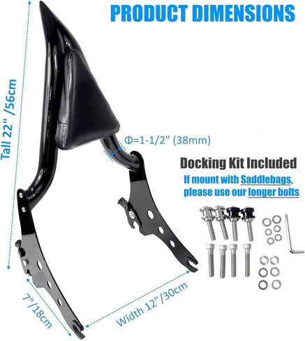 2018-2026 Low Rider Sport Glide Sissy Bar Passenger Backrest for Harley Softail FXLR FXLRS FXLRST FXRST FLSB, Detachable Rear Sissybar w/Docking kits in Kuwait