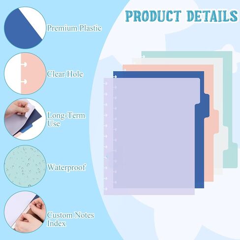 Disc Bound Dividers, 5 Tab DiscBound Dividers Notebook Discbound Planner Pocket Divider Blank Index Divider for Disc Bound Notebooks Office Meeting College Notebook,8.5 X 11 Inch in Kuwait