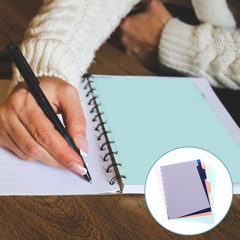Disc Bound Dividers, 5 Tab DiscBound Dividers Notebook Discbound Planner Pocket Divider Blank Index Divider for Disc Bound Notebooks Office Meeting College Notebook,8.5 X 11 Inch in Kuwait