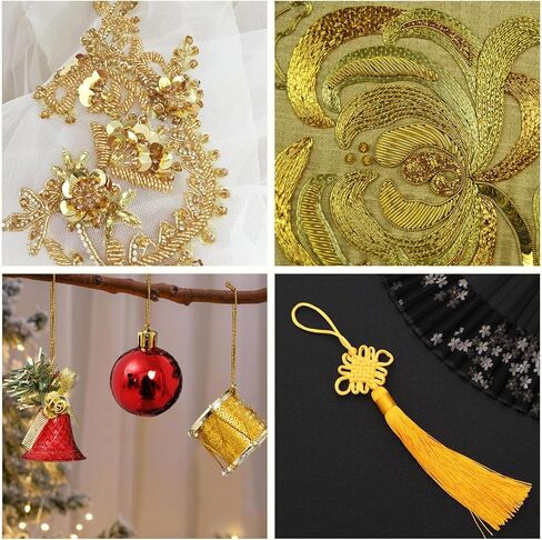 TIESOME 12 Skeins Metallic Embroidery Floss, Gold Embroidery Floss, Shiny Polyester Thread for Embroiderys, Cross Stitch, Friendship Bracelets, Sewing Crafts in Kuwait