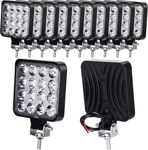 12 حزمة 4 بوصة LED أضواء جراب أبيض أضواء العمل الفيضانات القضبان لشاحنة 48 واط مربع LED لجرار مركبة على الطرق الوعرة متوافق مع ATV SUV Utv Rv 4wd بيك اب كرين قارب جولف عربة منفاخ الثلج في الحديقة in Kuwait