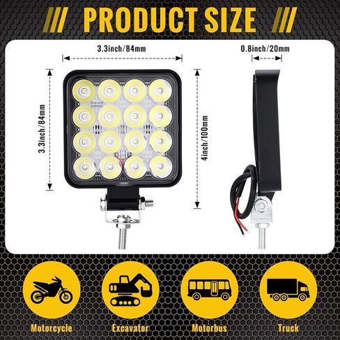 12 حزمة 4 بوصة LED أضواء جراب أبيض أضواء العمل الفيضانات القضبان لشاحنة 48 واط مربع LED لجرار مركبة على الطرق الوعرة متوافق مع ATV SUV Utv Rv 4wd بيك اب كرين قارب جولف عربة منفاخ الثلج في الحديقة in Kuwait