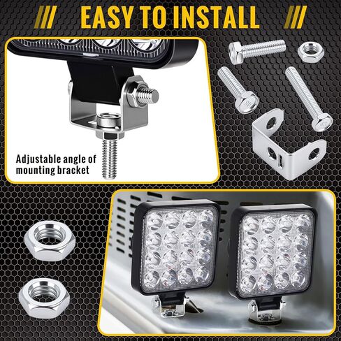 12 حزمة 4 بوصة LED أضواء جراب أبيض أضواء العمل الفيضانات القضبان لشاحنة 48 واط مربع LED لجرار مركبة على الطرق الوعرة متوافق مع ATV SUV Utv Rv 4wd بيك اب كرين قارب جولف عربة منفاخ الثلج في الحديقة in Kuwait