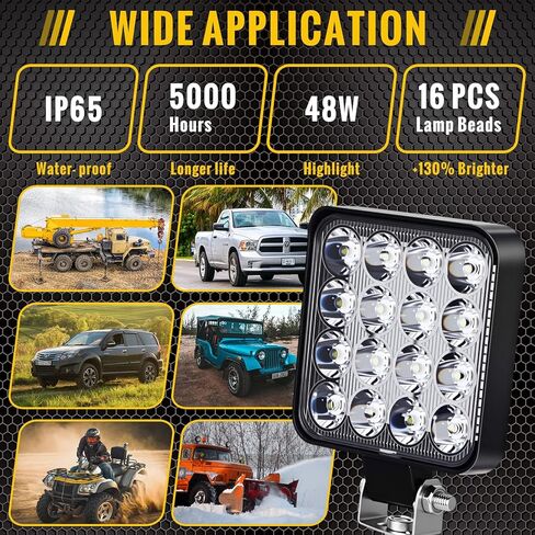 12 حزمة 4 بوصة LED أضواء جراب أبيض أضواء العمل الفيضانات القضبان لشاحنة 48 واط مربع LED لجرار مركبة على الطرق الوعرة متوافق مع ATV SUV Utv Rv 4wd بيك اب كرين قارب جولف عربة منفاخ الثلج في الحديقة in Kuwait