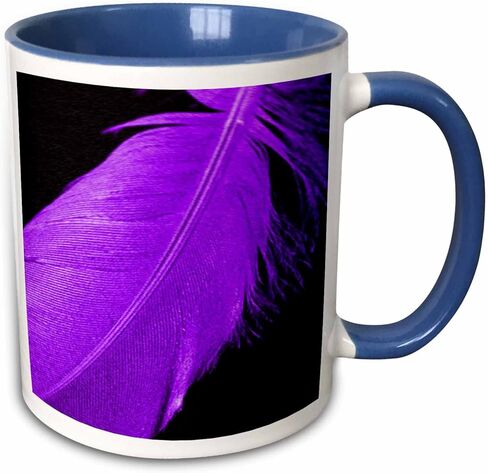 3dRose Purple Feather-Two Tone Black Mug, 11-Ounce, Multicolored in Saudi Arabia
