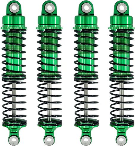 Aluminum Front & Rear Shock Absorber Set for 1/18 RC Cars, Threaded Oil Shocks Suspension Upgrade, 4-Pack (Red/Green) (Green) in Saudi Arabia