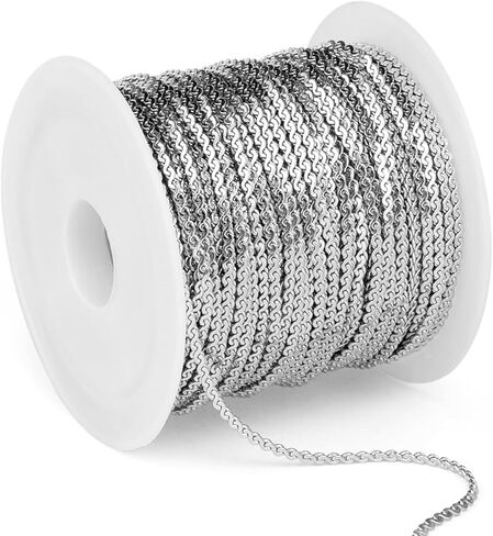 33 FT Gold Flat Snake Chains Roll, 1.5mm 18K Gold PVD Plated 304 Stainless Steel Small S Link Chains Bulk Spool for Jewelry Making DIY Craft in Kuwait