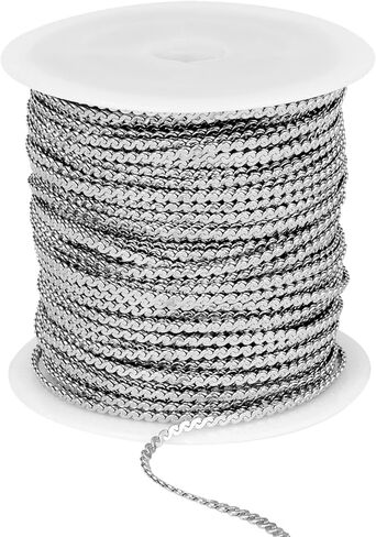 33 FT Gold Flat Snake Chains Roll, 1.5mm 18K Gold PVD Plated 304 Stainless Steel Small S Link Chains Bulk Spool for Jewelry Making DIY Craft in Kuwait