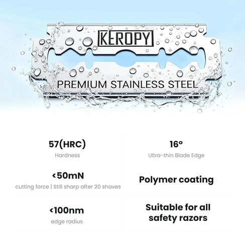 KEROPY Safety Razor Blades - Chromium Coating 3X Sharper Edges, Choose timeless stainless steel craftsmanship over costly cartridges blades, Fits Most of Safety Razors, Sensitive Skin Safe in Saudi Arabia