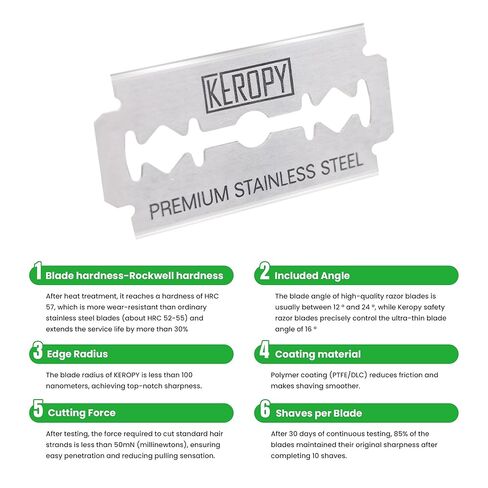 KEROPY Safety Razor Blades - Chromium Coating 3X Sharper Edges, Choose timeless stainless steel craftsmanship over costly cartridges blades, Fits Most of Safety Razors, Sensitive Skin Safe in Saudi Arabia