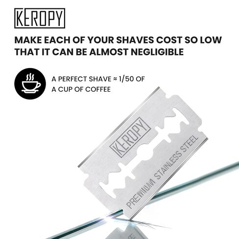 KEROPY Safety Razor Blades - Chromium Coating 3X Sharper Edges, Choose timeless stainless steel craftsmanship over costly cartridges blades, Fits Most of Safety Razors, Sensitive Skin Safe in Saudi Arabia