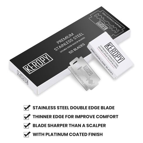 KEROPY Safety Razor Blades - Chromium Coating 3X Sharper Edges, Choose timeless stainless steel craftsmanship over costly cartridges blades, Fits Most of Safety Razors, Sensitive Skin Safe in Saudi Arabia