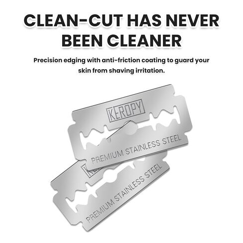 KEROPY Safety Razor Blades - Chromium Coating 3X Sharper Edges, Choose timeless stainless steel craftsmanship over costly cartridges blades, Fits Most of Safety Razors, Sensitive Skin Safe in Saudi Arabia