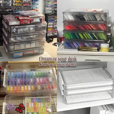 Clear Plastic Storage Box with Lid, Stackable File Organizer Case for A4 Paper Letter Documents, Craft Art Supplies Storage for Home Office School, 2 Pack in Saudi Arabia