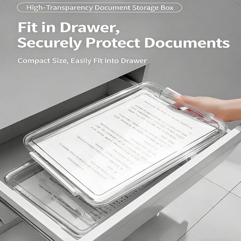 Clear Plastic Storage Box with Lid, Stackable File Organizer Case for A4 Paper Letter Documents, Craft Art Supplies Storage for Home Office School, 2 Pack in Saudi Arabia